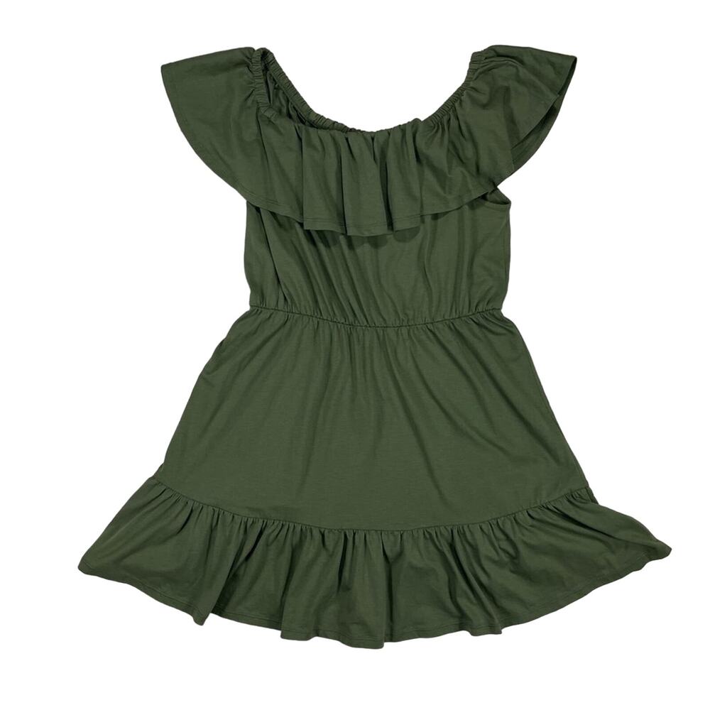 NWT ASOS Ruched Cotton Dress Green 12‎